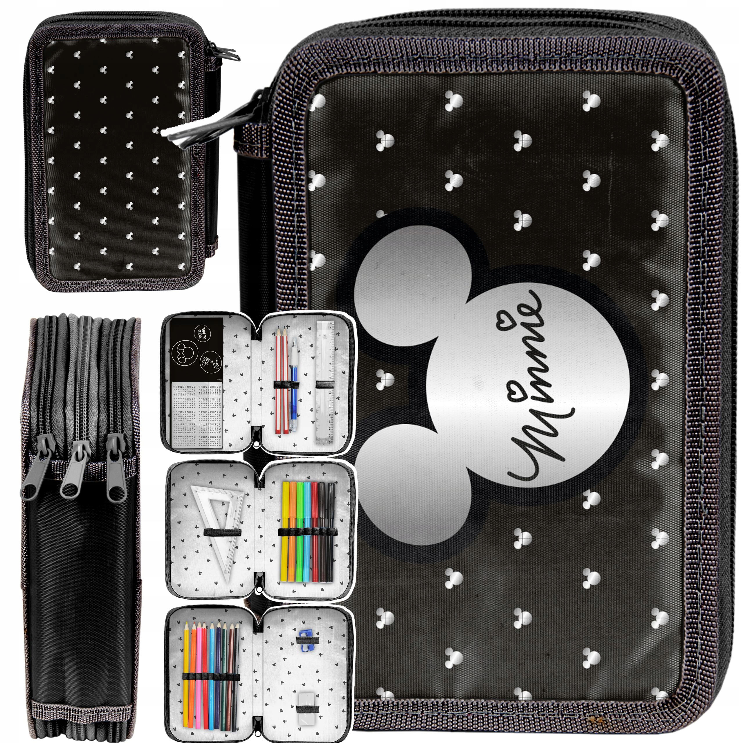 

Myszka Minnie Piórnik Trzykomorowy Z Wyposażeniem