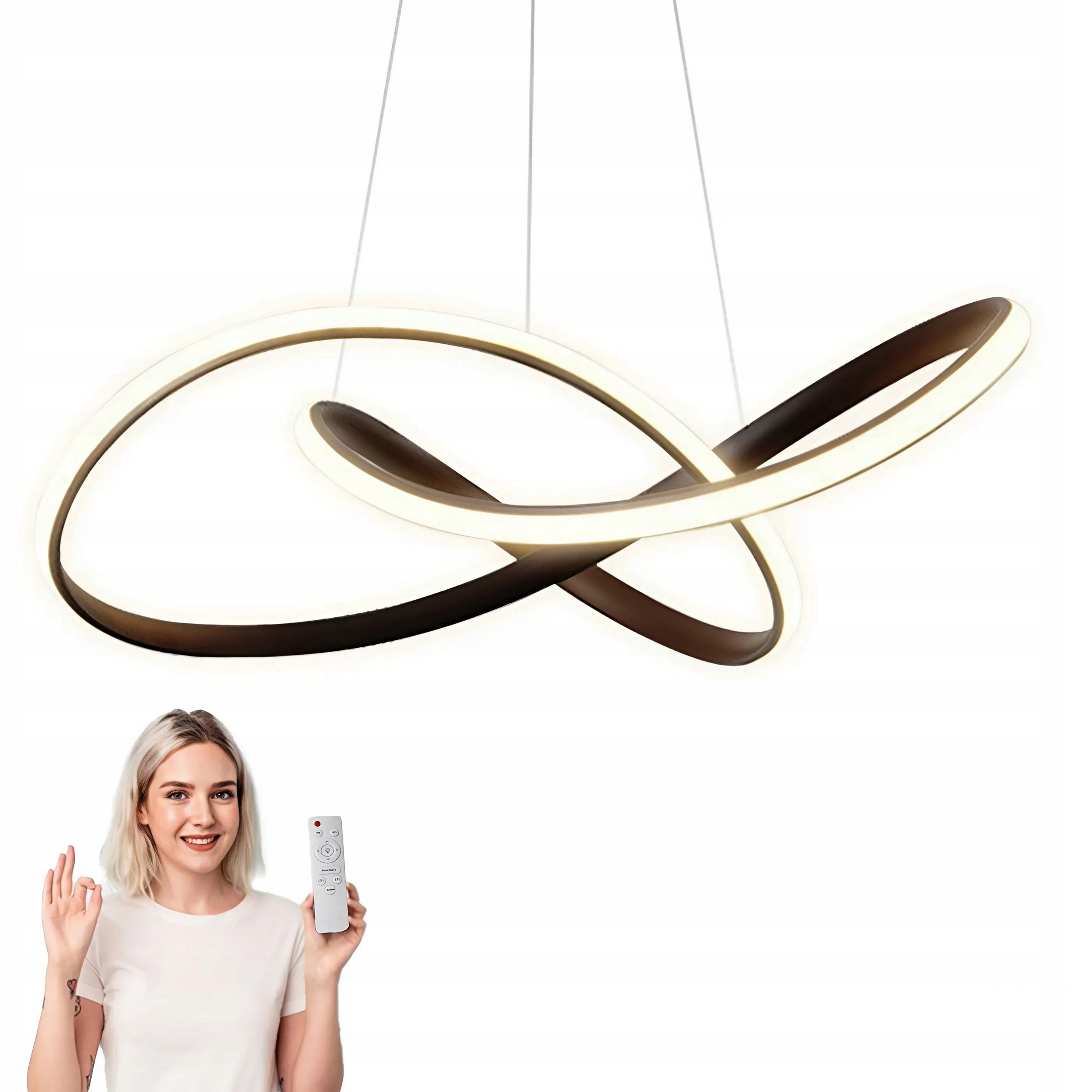 Moderná Závesná Stropná Lampa S Čiernym Lustrom, Studená Biela