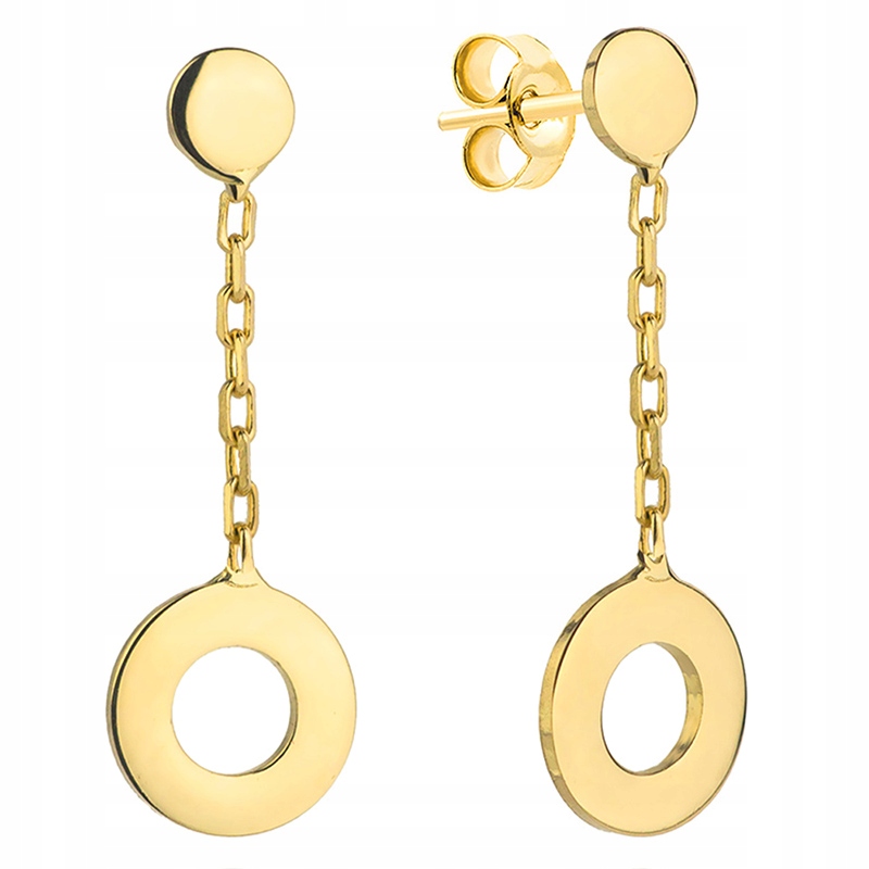 Zlaté Závěsné Náušnice pr. 585 Ring na řetízku