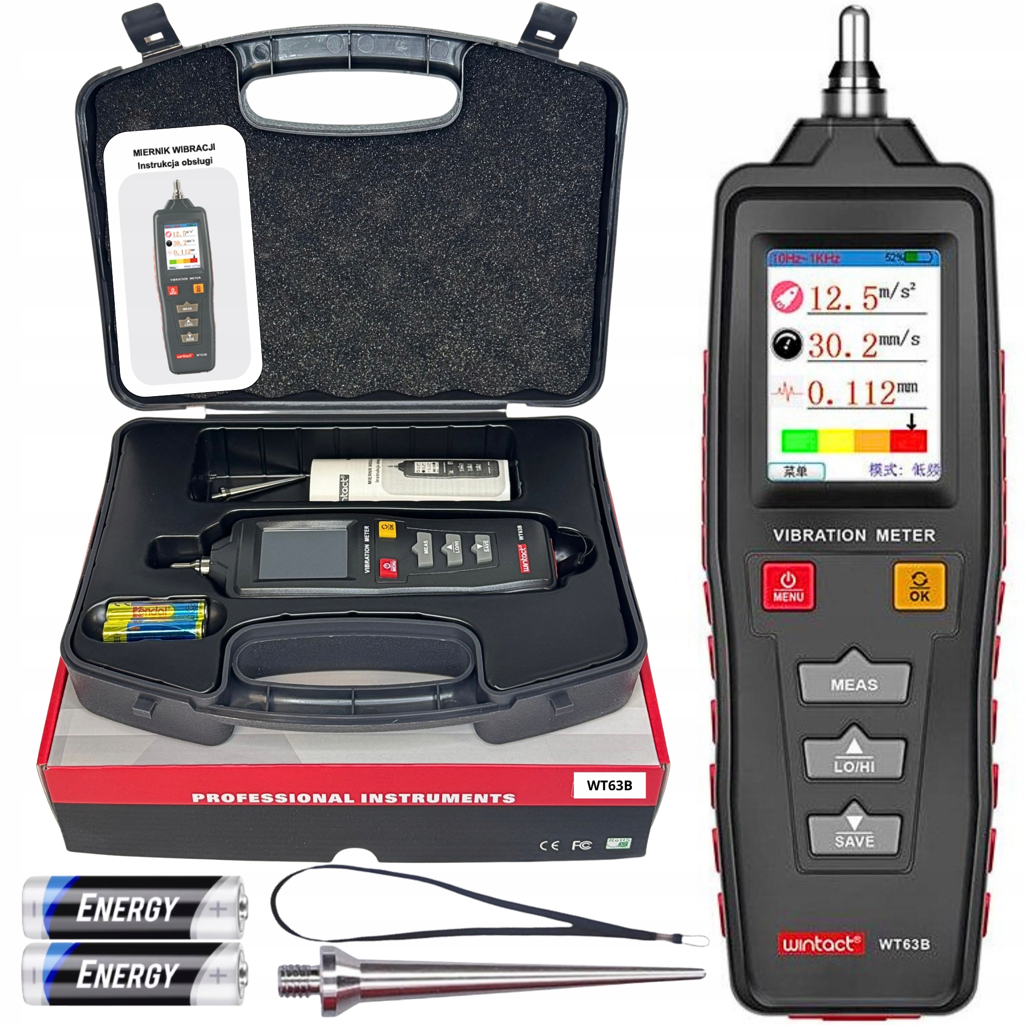 Wibrometr Wintact WT63B cyfrowy miernik drgań