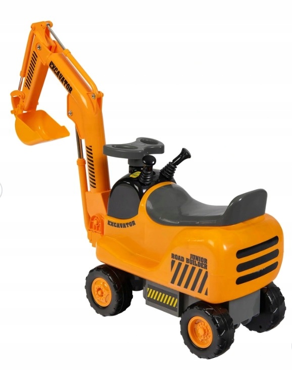 Jeździk mikrokoparka funkcją pchania i jazdy wyposażona w koparko-ładowarkę