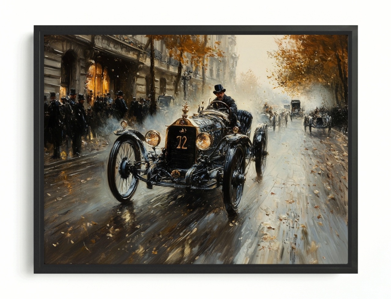 Obraz Rám American Box Retro Auto Závod Na Ulici Ľudia Mesto 80x60
