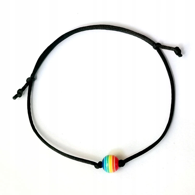 

Opaska Tęczowa Sznurkowa Lgbt Bransoletka Kulka