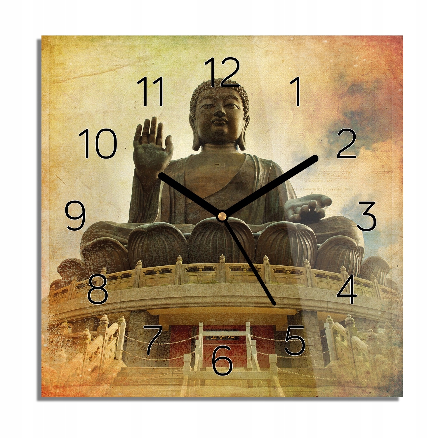 

Budda rzeźba zegar na szkle do kuchni 30x30 cichy