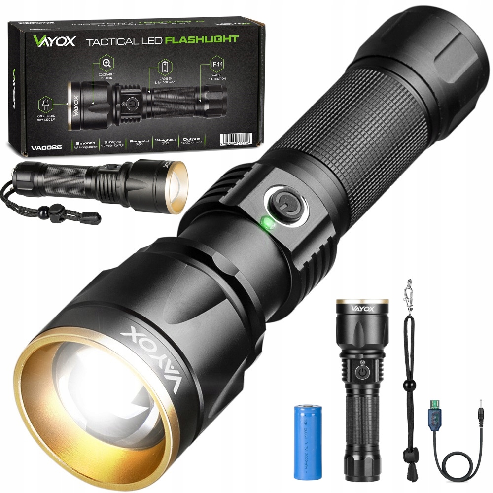 ФОНАРИК СВЕТОДИОДНЫЙ ПРОЖЕКТОР ТАКТИЧЕСКИЙ USB ЛАМПА PRO VAYOX