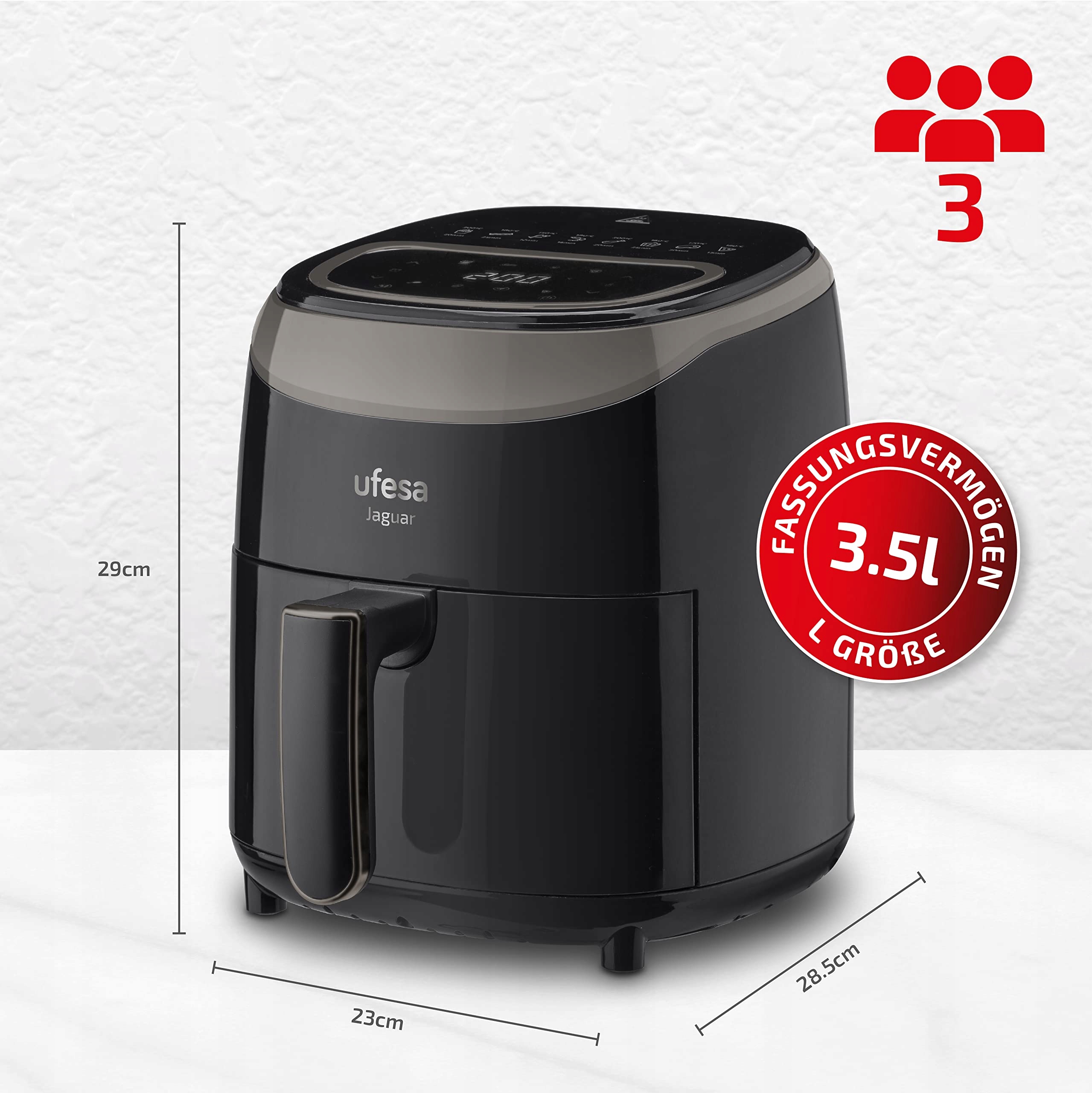 UFESA Jaguar Frytkownica Beztłuszczowa 3,5L 8 Programów 1200W Panel Dotyk — miniatura 6