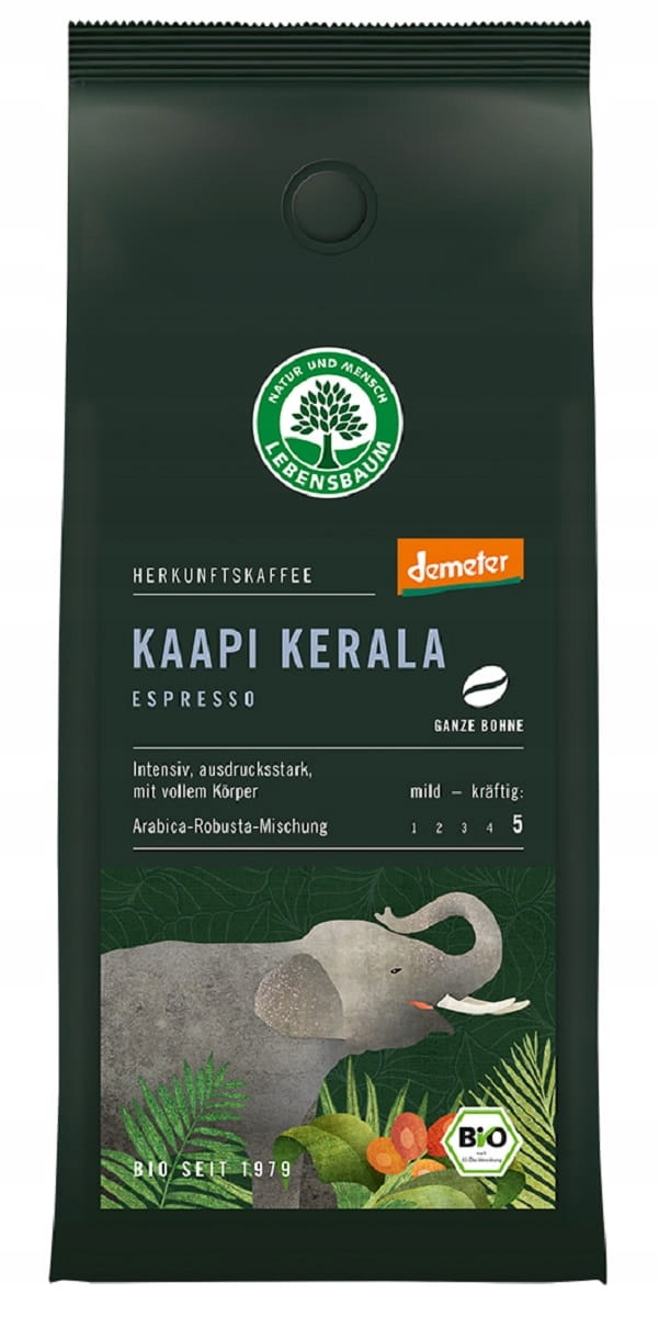 Levně Káva Zrnková Arabica/robusta Kaapi Kerala Espresso Demeter Bio 250 g Le