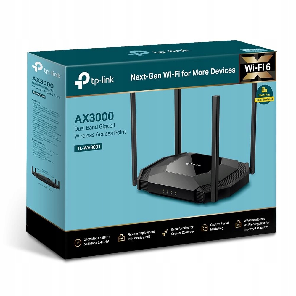 TP-LINK Punkt Dostępu Wi-Fi 6 AX3000 Dual Band PoE WPA3 Gigabit — miniatura 4
