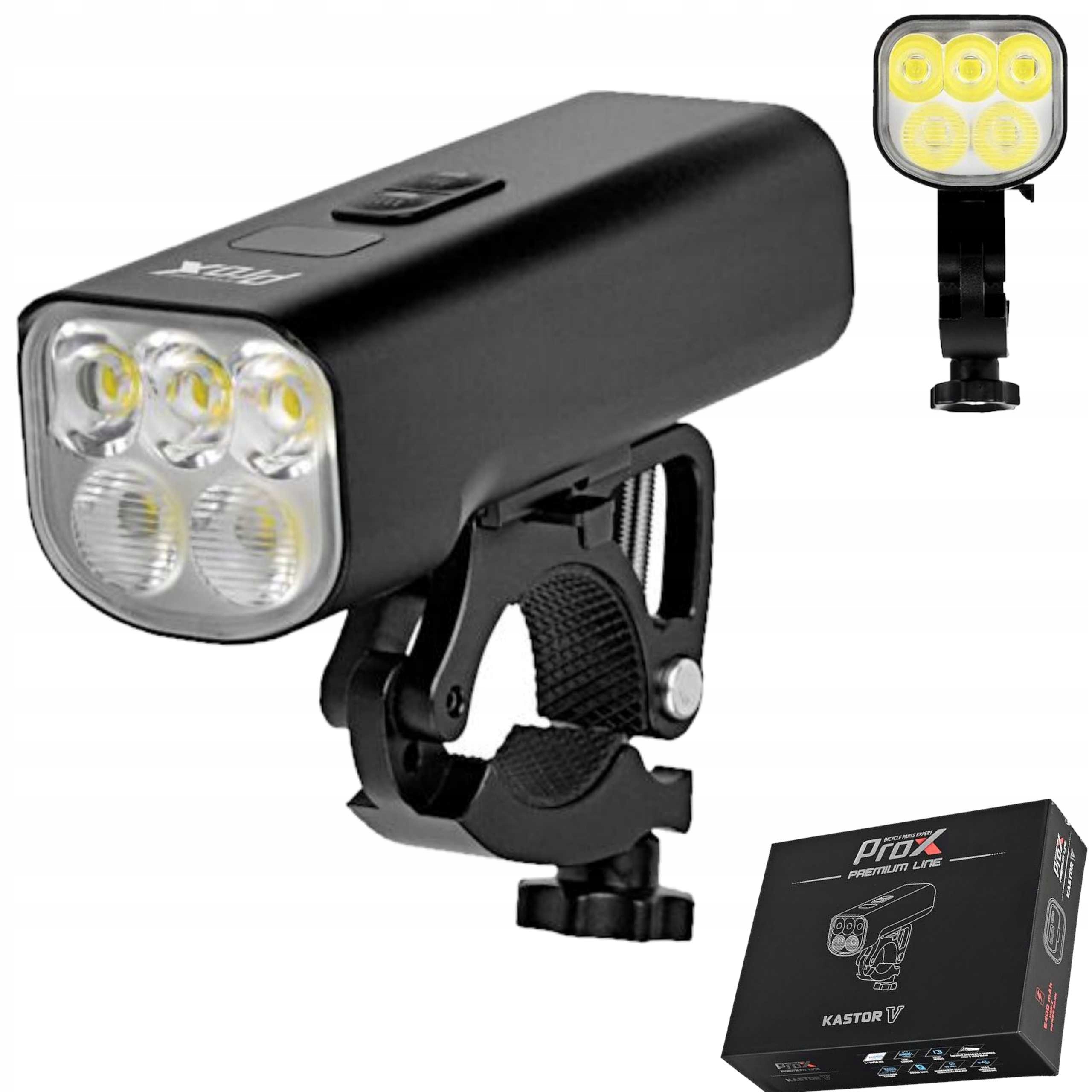 Lampa Rowerowa Przód ProX Kastor-V 2400 lm 6400 mAh Usb-c Powerbank