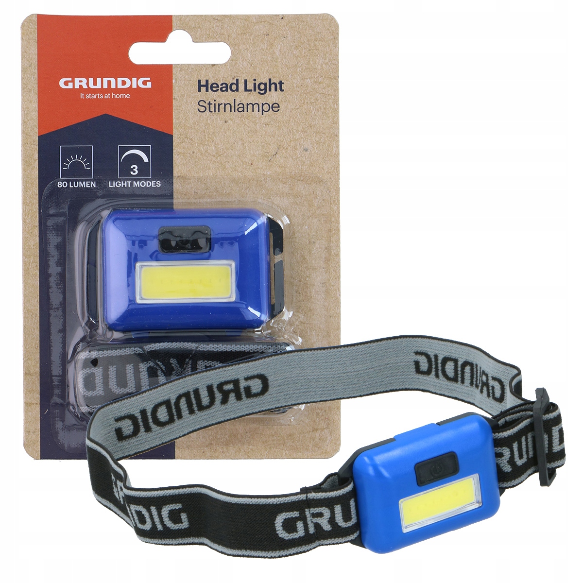 Latarka czołowa z Led 80 LM 3 tryby świecenia Czołówka Grundig