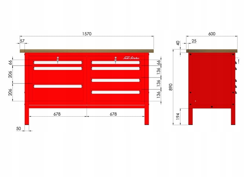Stół warsztatowy Głębokość produktu 60 cm