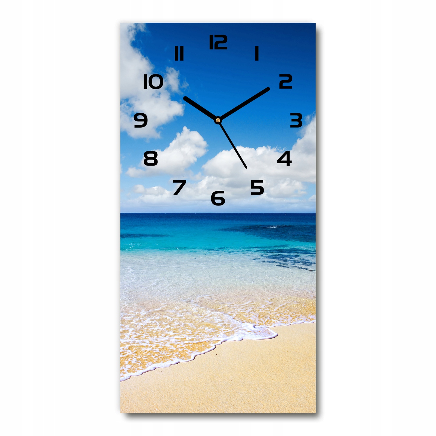 

Pionowy cichy zegar ścienny Tropikalna plaża 30x60