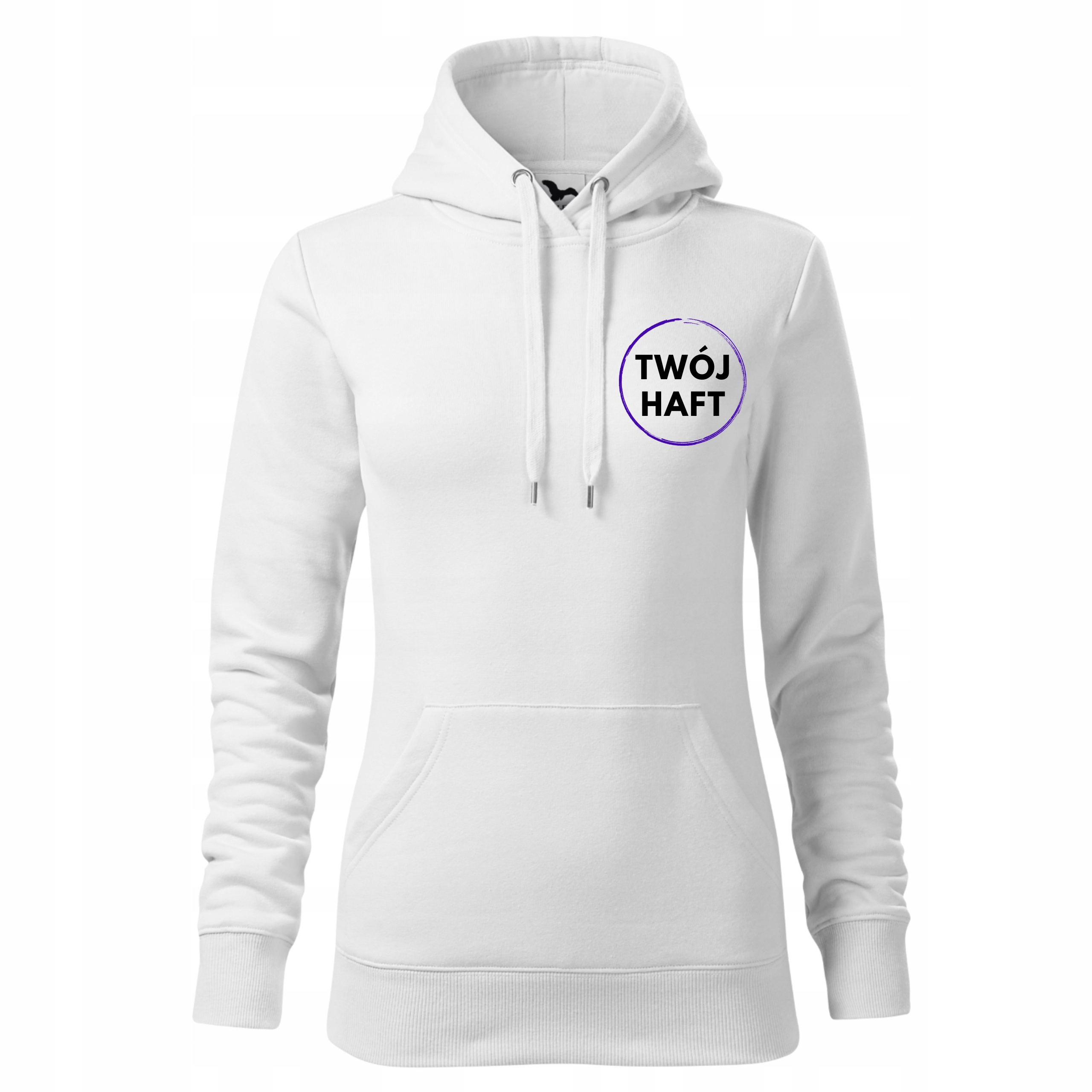 Dámská Mikina S Kapucí potiskem loga společnosti a textem, bílá Xs