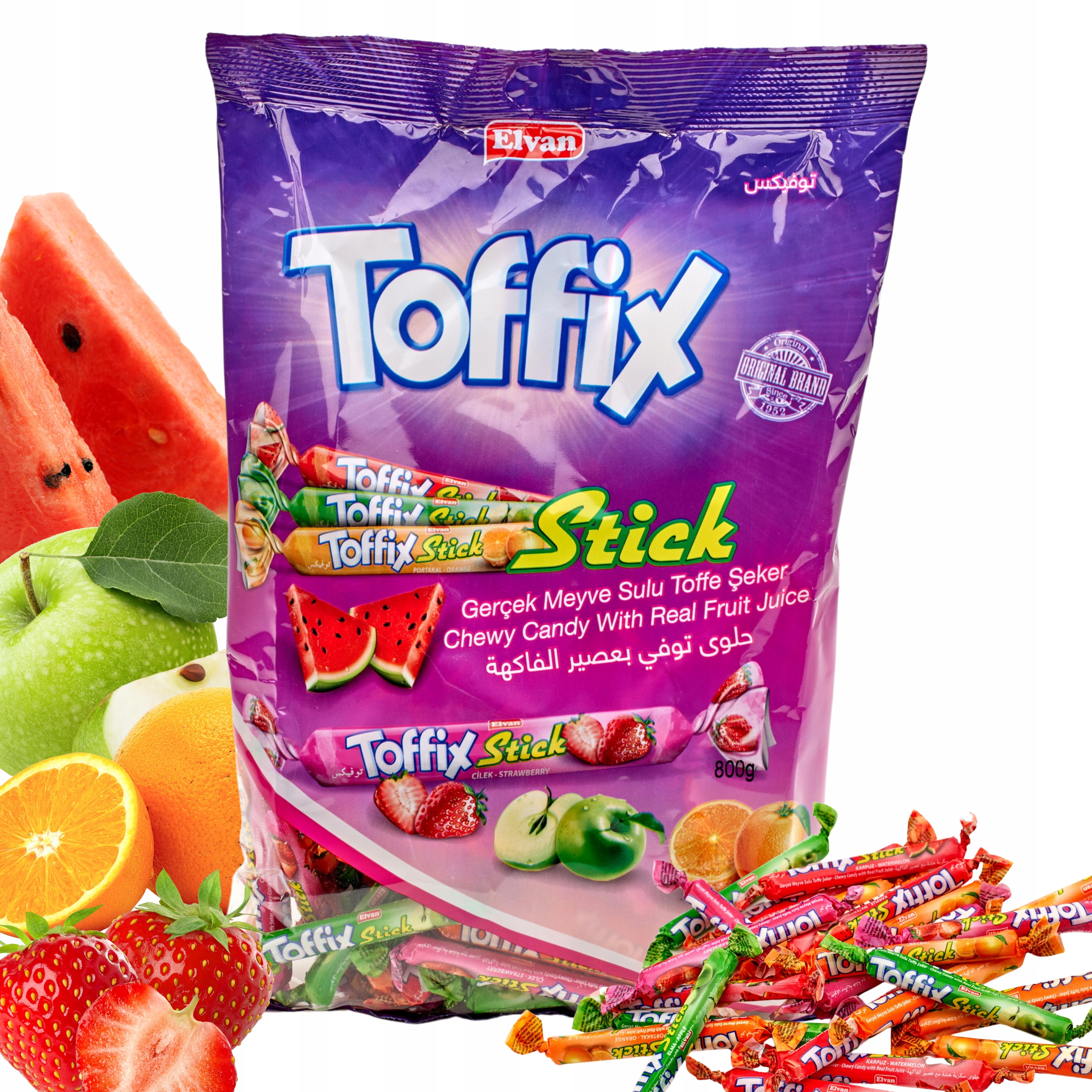 Cukierki TOFFIX STICK Sugusy Owocowe Elvan 800g