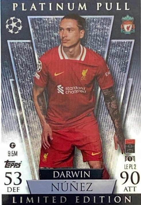 Topps Match Attax 2025 Platinum Pull Limited Edition Nunez Liverpool Le PL2