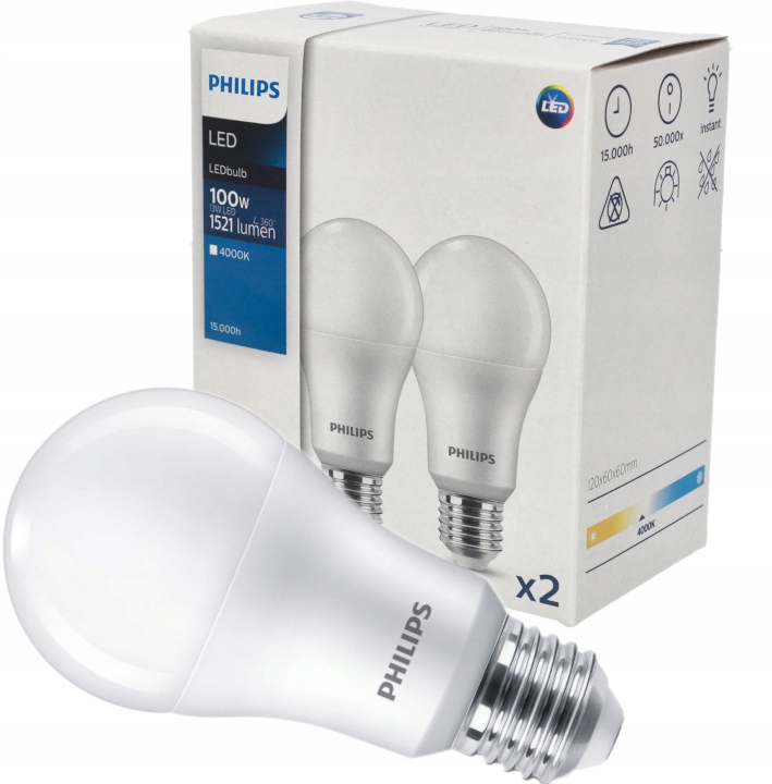 

2x Żarówka Led E27 A67 13W 4000K 1521lm Philips