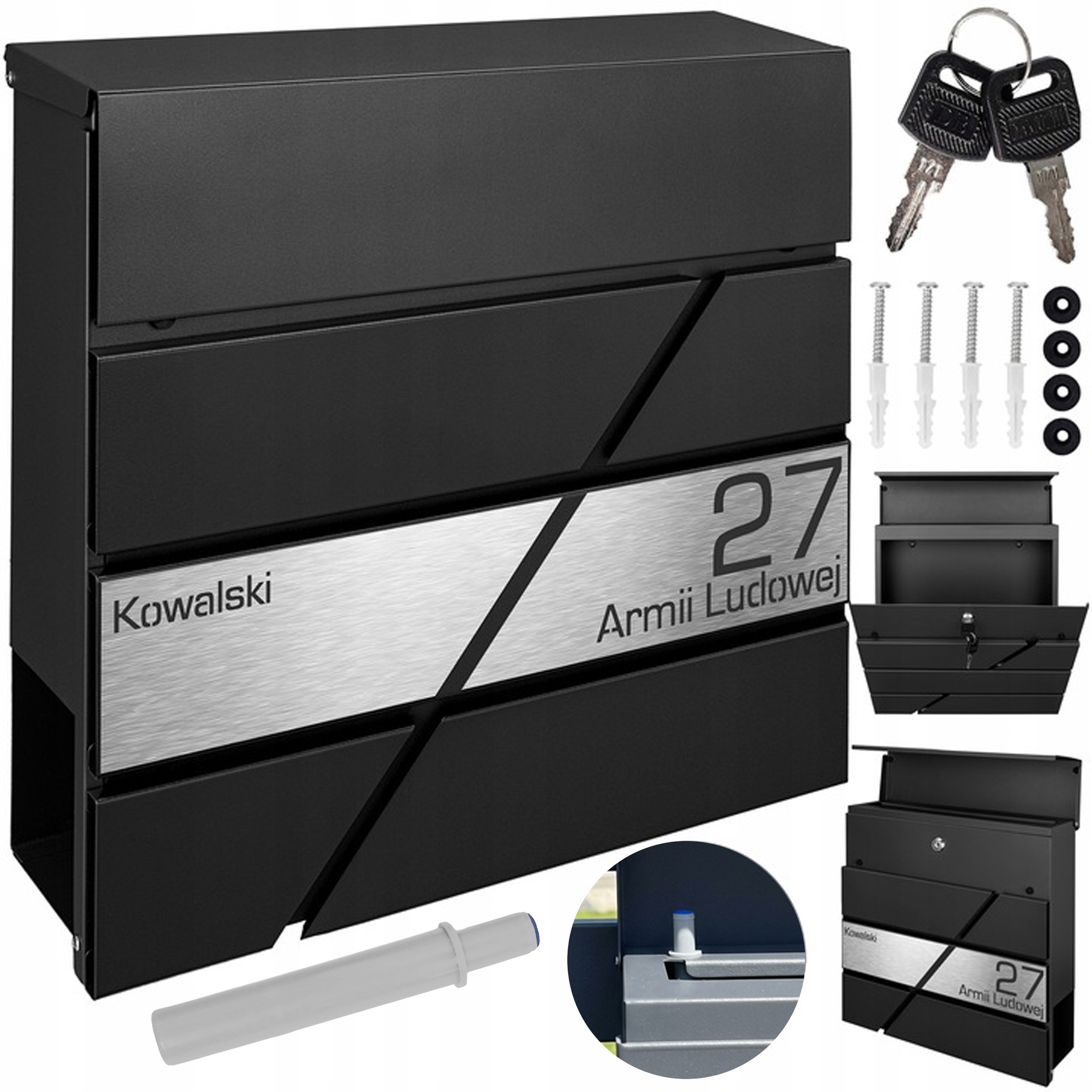 Černá Ocelová Poštovní Schránka Na Dopisy Adresa