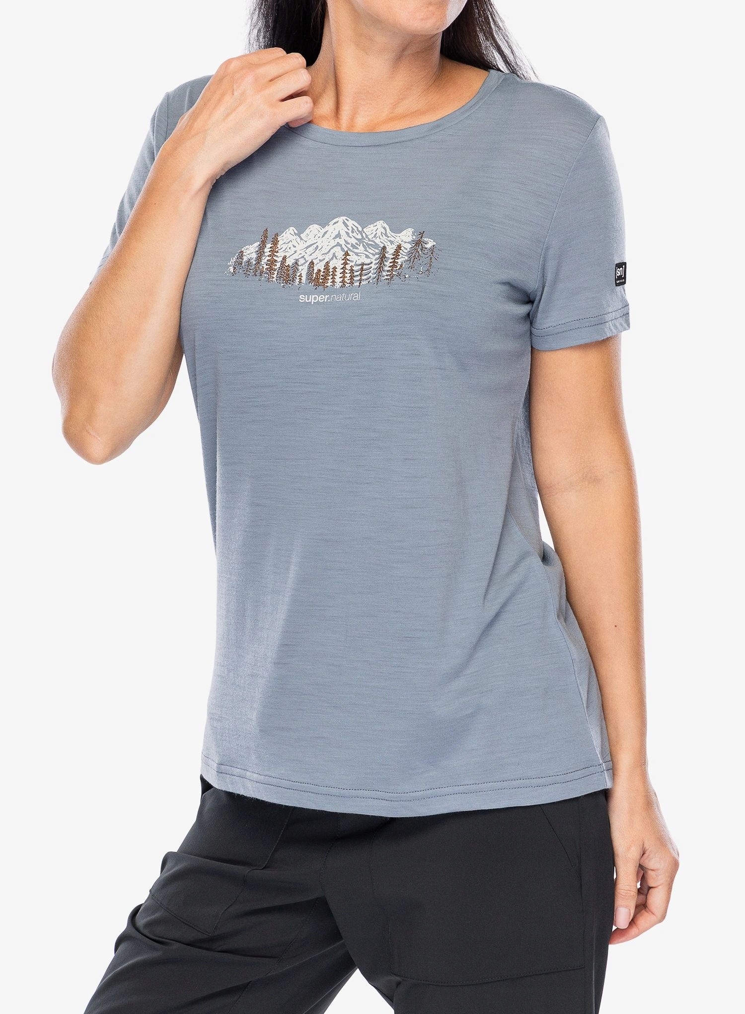 Dámské tričko Super.natural Canadian Woods Tee flint stone/white Xs