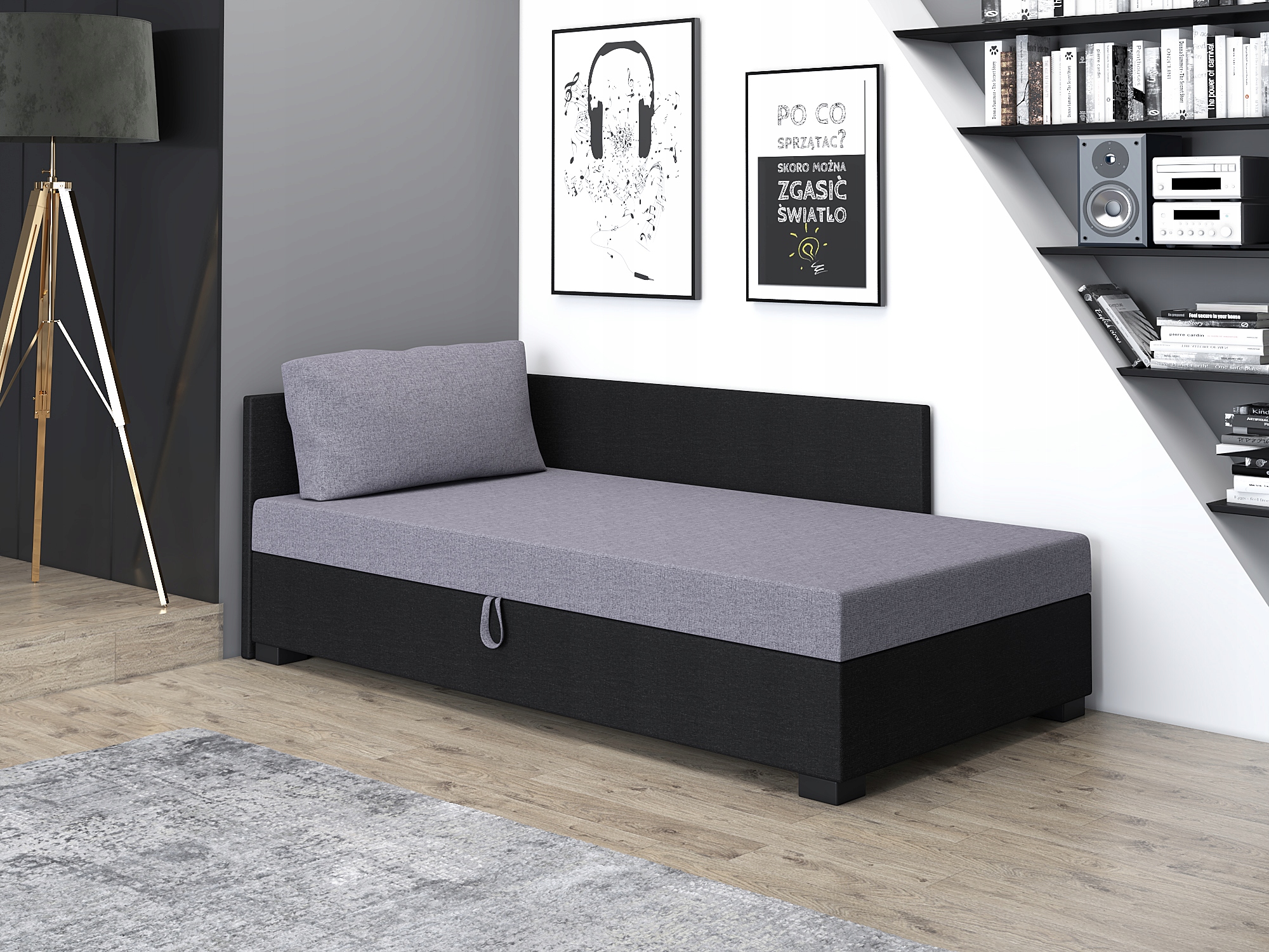 Łóżko młodzieżowe jednoosobowe Tapczan z pojemnikiem Pola+ 90 Marka Tapczany24