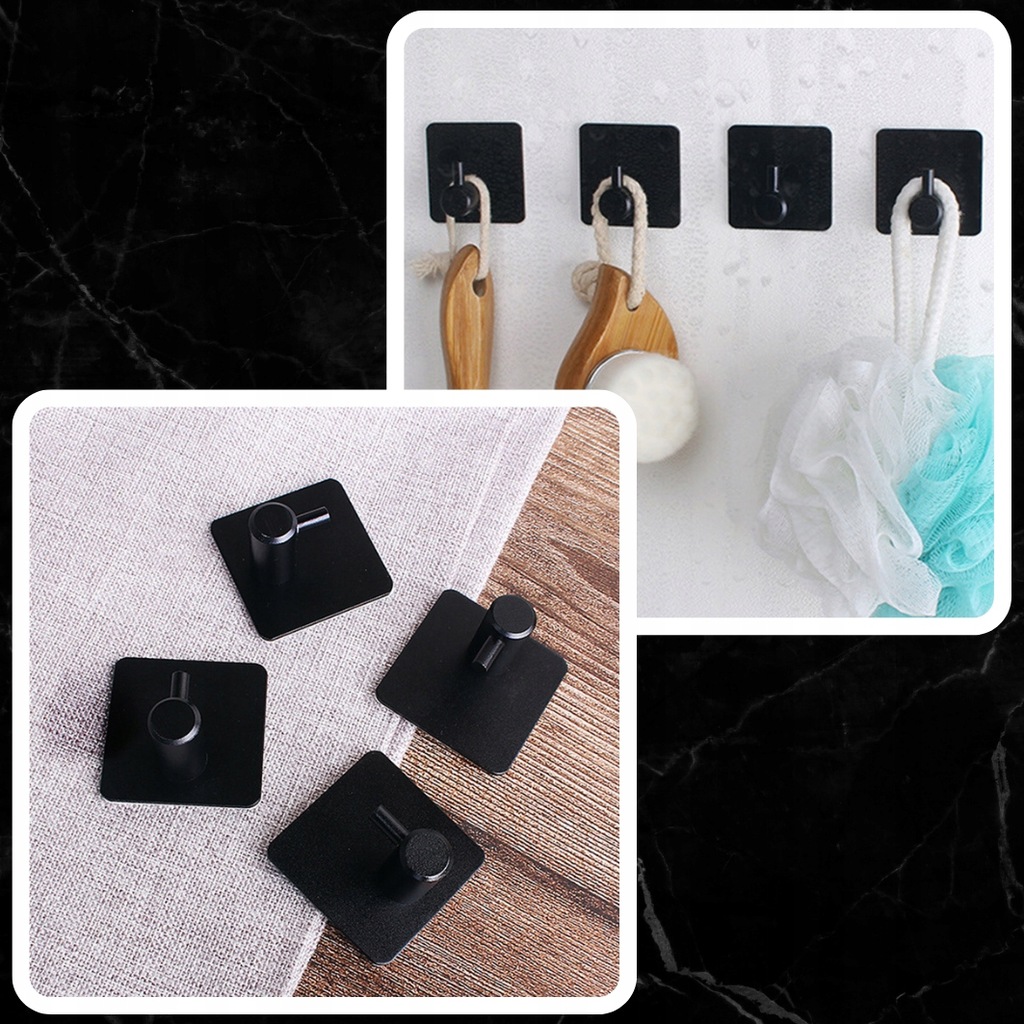 4x WIESZAK HACZYK SAMOPRZYLEPNY NA RĘCZNIKI CZARNY Liczba miejsc do wieszania 4