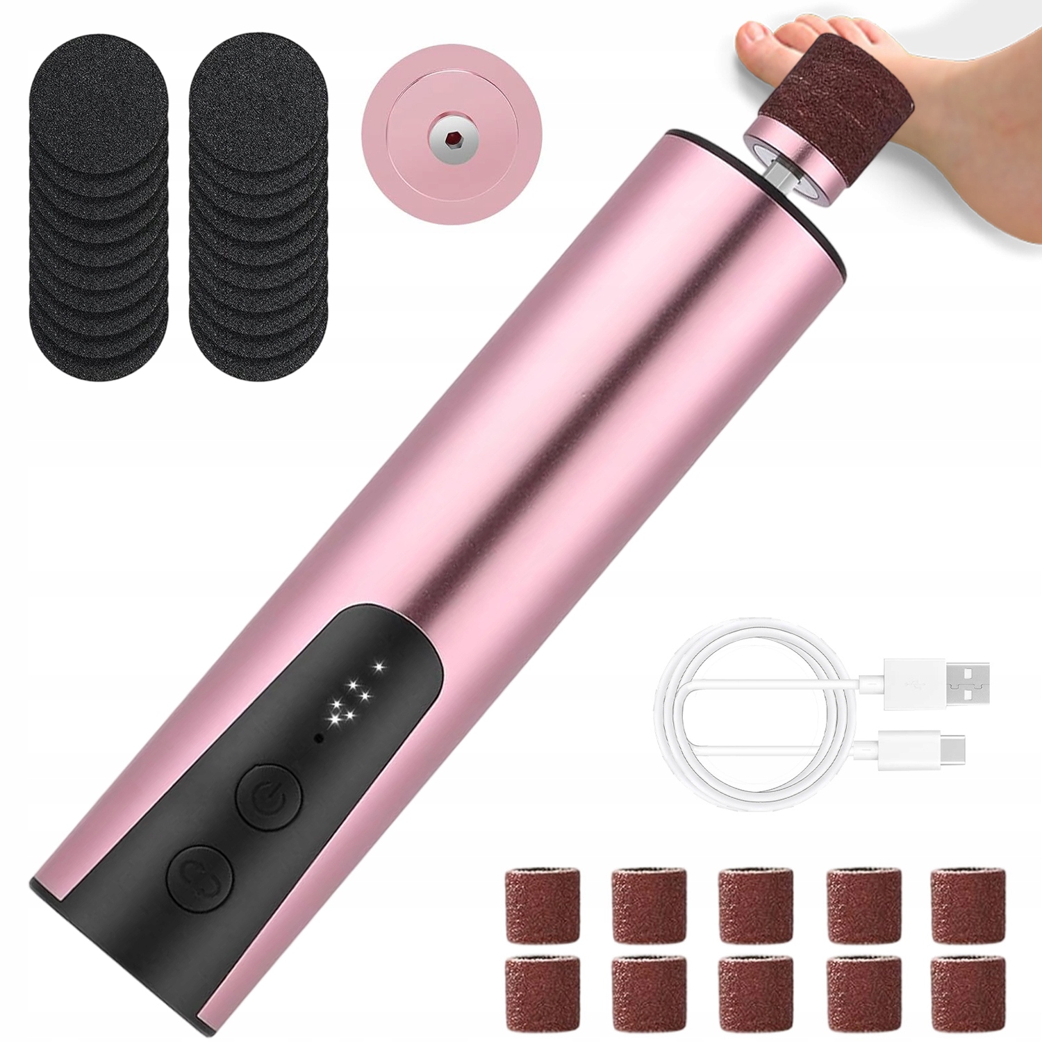2V1 Elektrické Pedikérské Zařízení Usb 6 Rychlostí 1200MAH, Praktické
