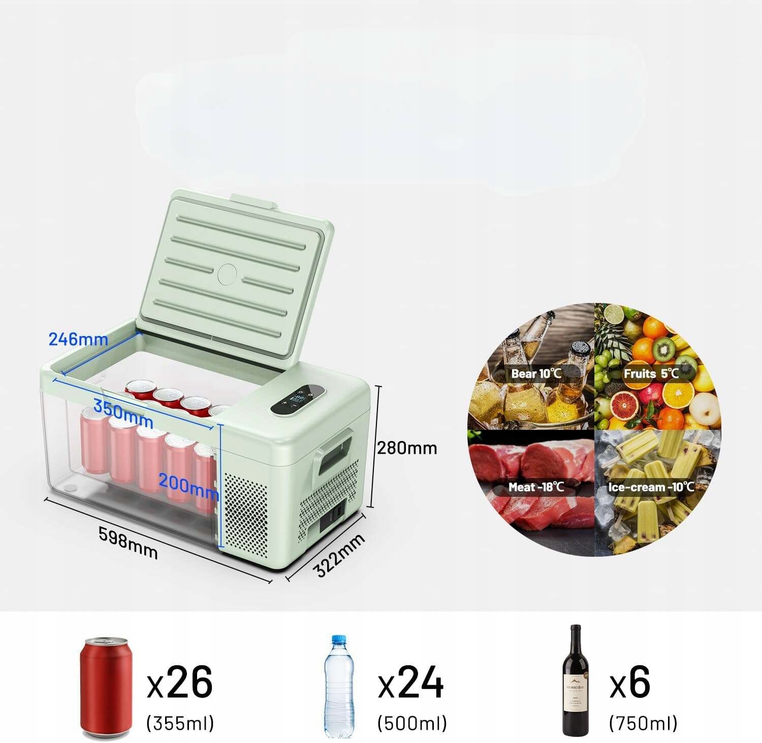 LODÓWKA SAMOCHODOWA KOMPRESOROWA TURYSTYCZNA ZAMRAŻARKA KEMPINGOWA -20 20L Marka Alpicool
