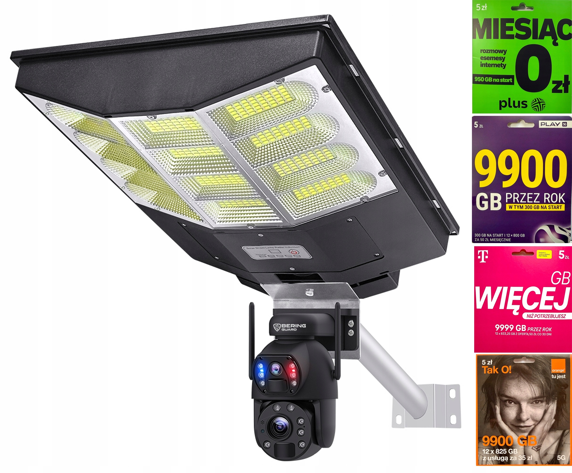 Gsm Solární Optický Zoom Kamera x36 8MP Sim Karta Dva Objektivy Led Lampa