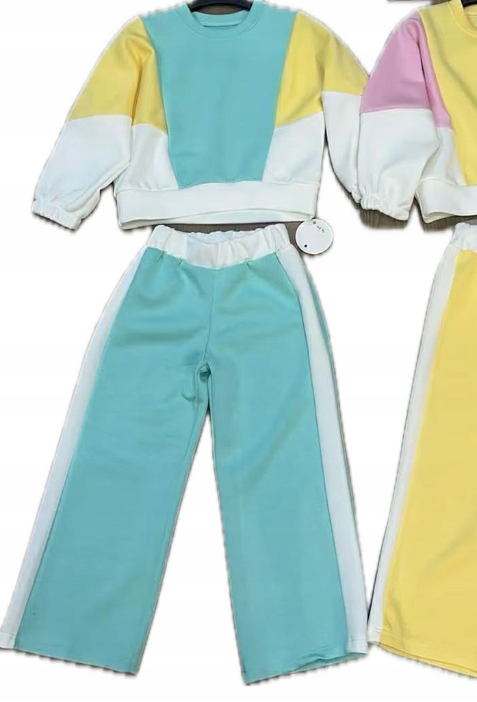 Komplet Włoski 3417 Bluza+spodnie Dresowe Masło 2CZ. Zielony 122-128