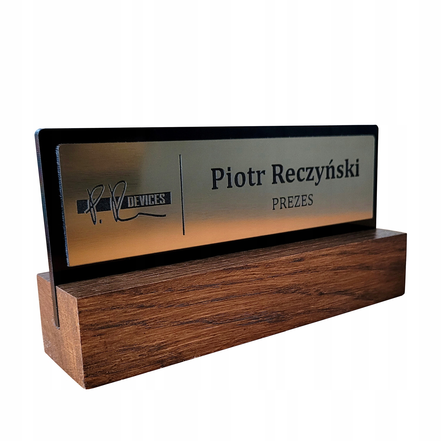 

Tabliczka na biurko, wizytownik drewniany - Grawer