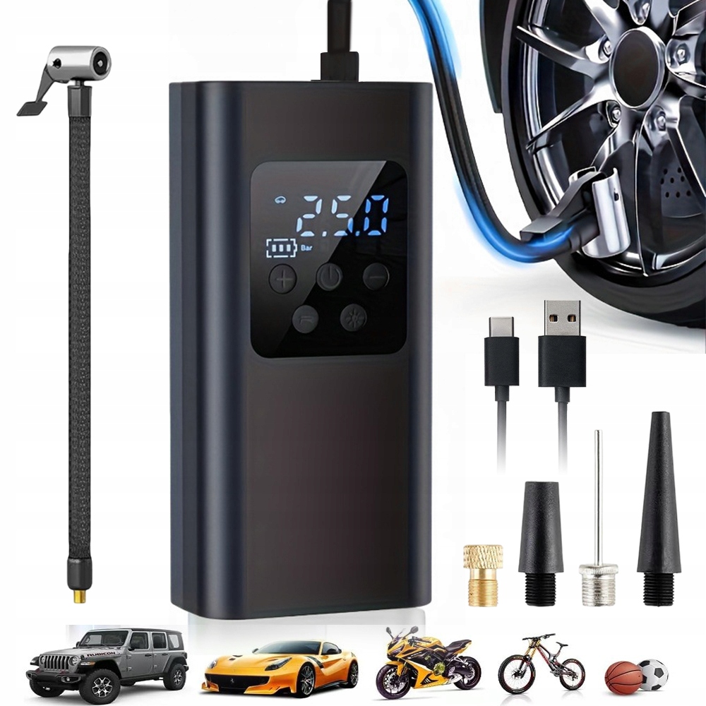 Nadmuchiwana Inteligentna Mini Pompa Akumulatorowa Sprężarka Z Led 3000mAh