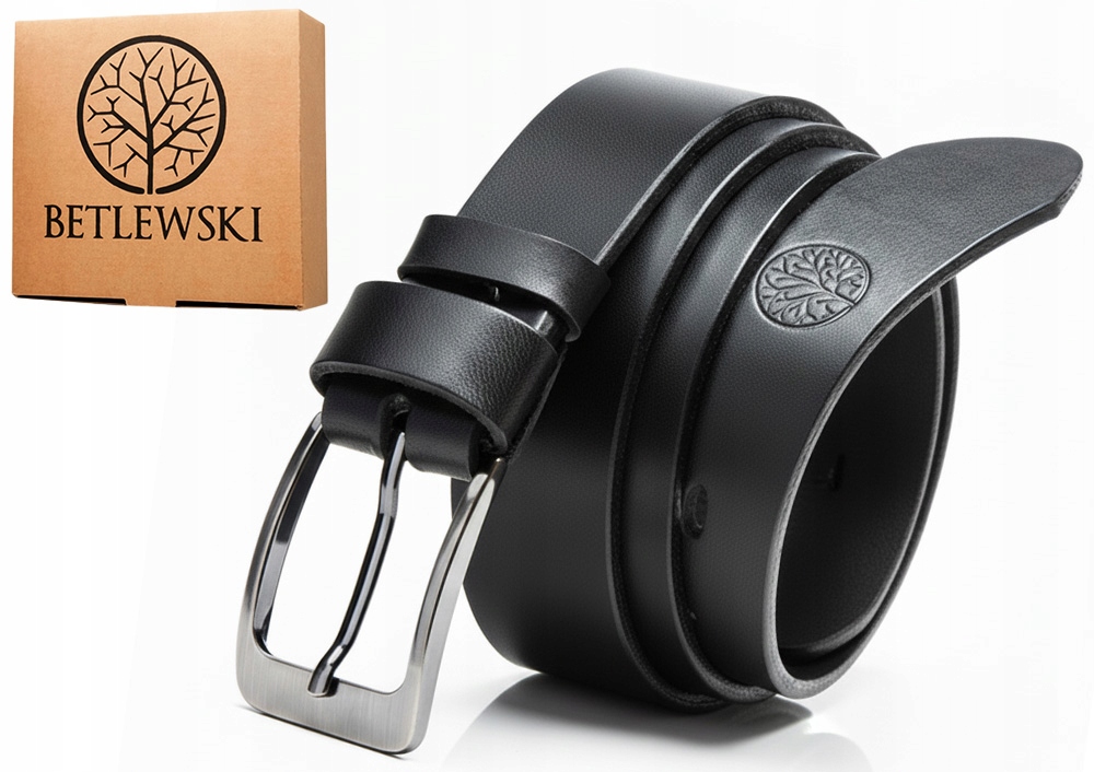Pasek męski skórzany Betlewski do spodni Skóra Naturalna 110 CM