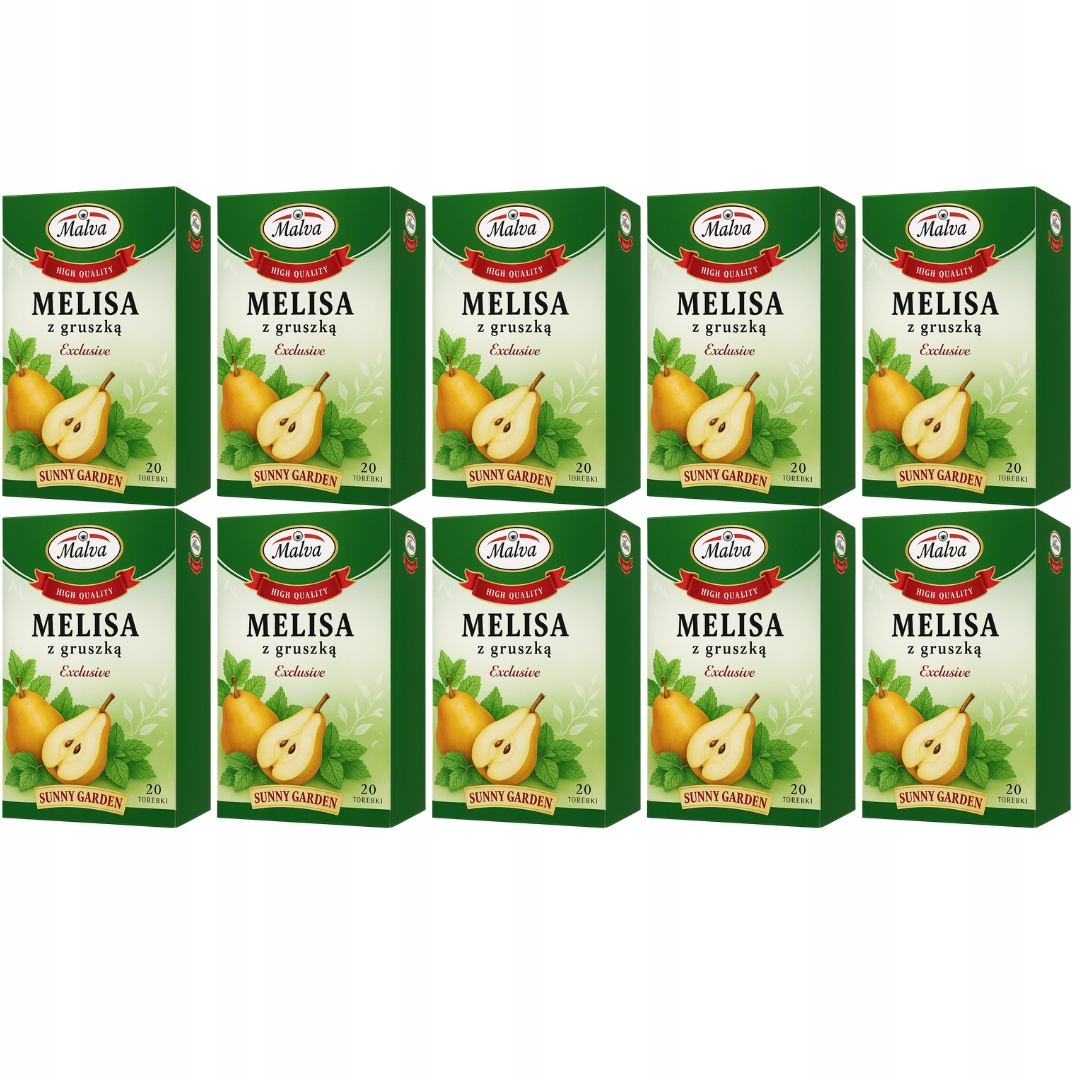 Malwa Slunečná zahrada Meduňkový Čaj s hruškou 40 g (20 x 2 g) x 10 kusů