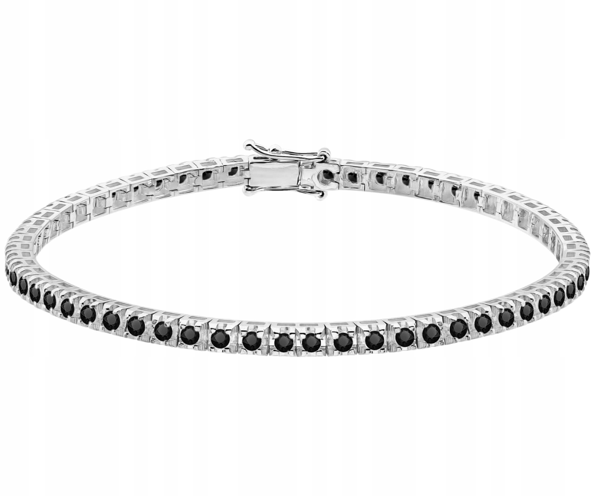 Bílé zlato Náramek 14K 585 s černými brilianty 1,77 Ct 17 cm Dárek