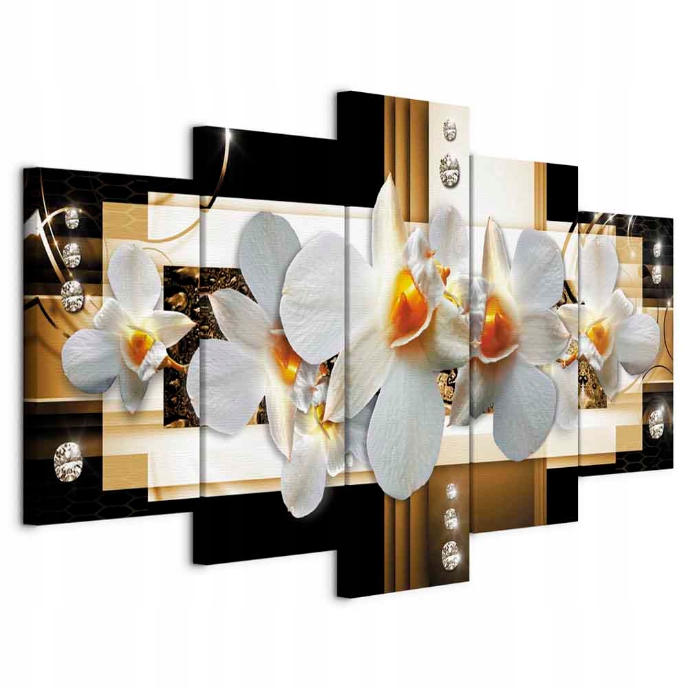 Obraz 5 Částí Orchidej Orchidej Abstrakce Glamour Moderní Obývací Pokoj 150x75