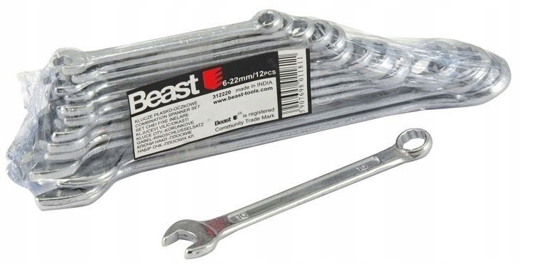 Zestaw kluczy płasko oczkowych 12 szt 6 -22mm, klucze płasko-oczkowe 312220