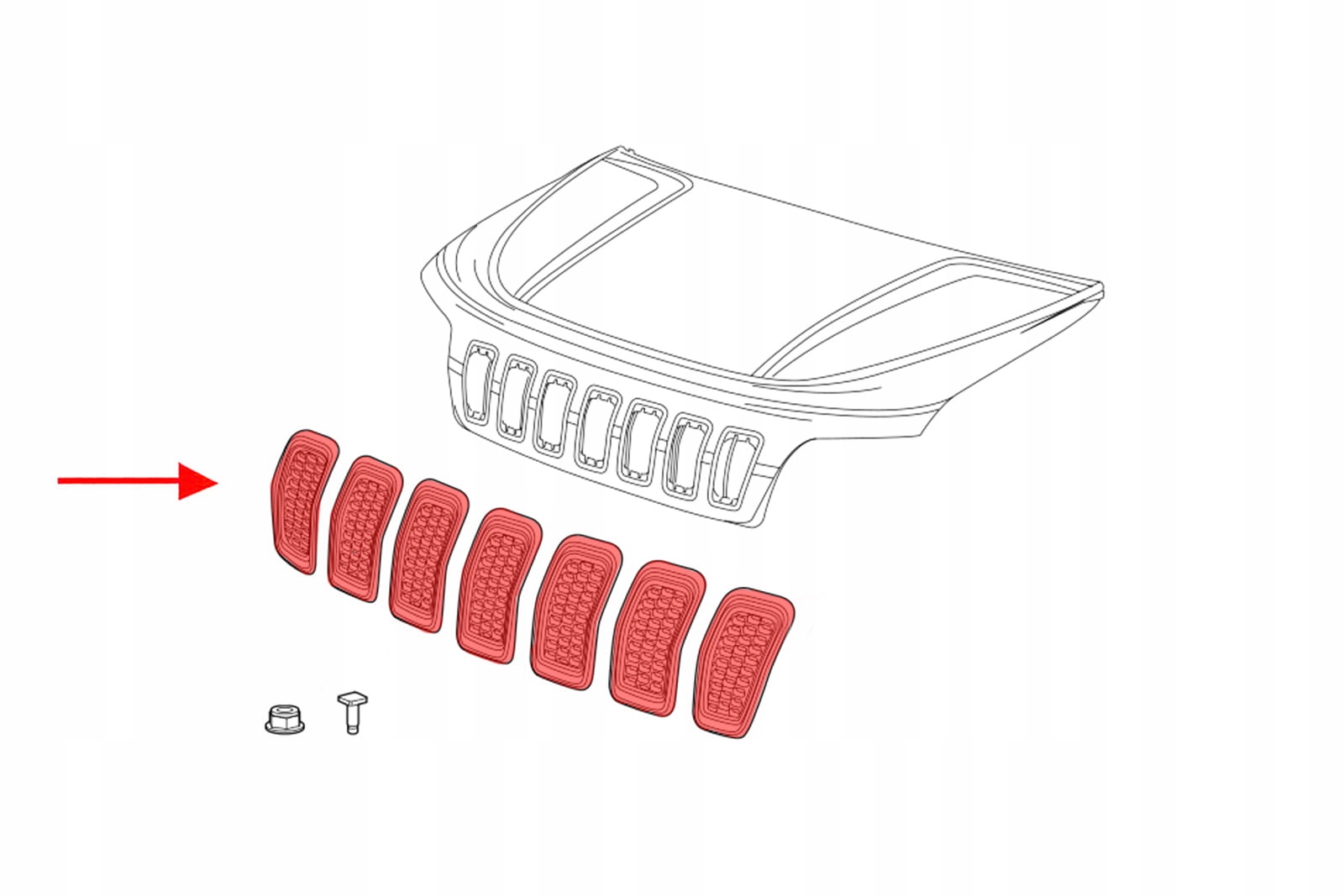 JEEP CHEROKEE V WKŁADKI ATRAPY GRILLA 6FM74SZ0AB Producent części Inny