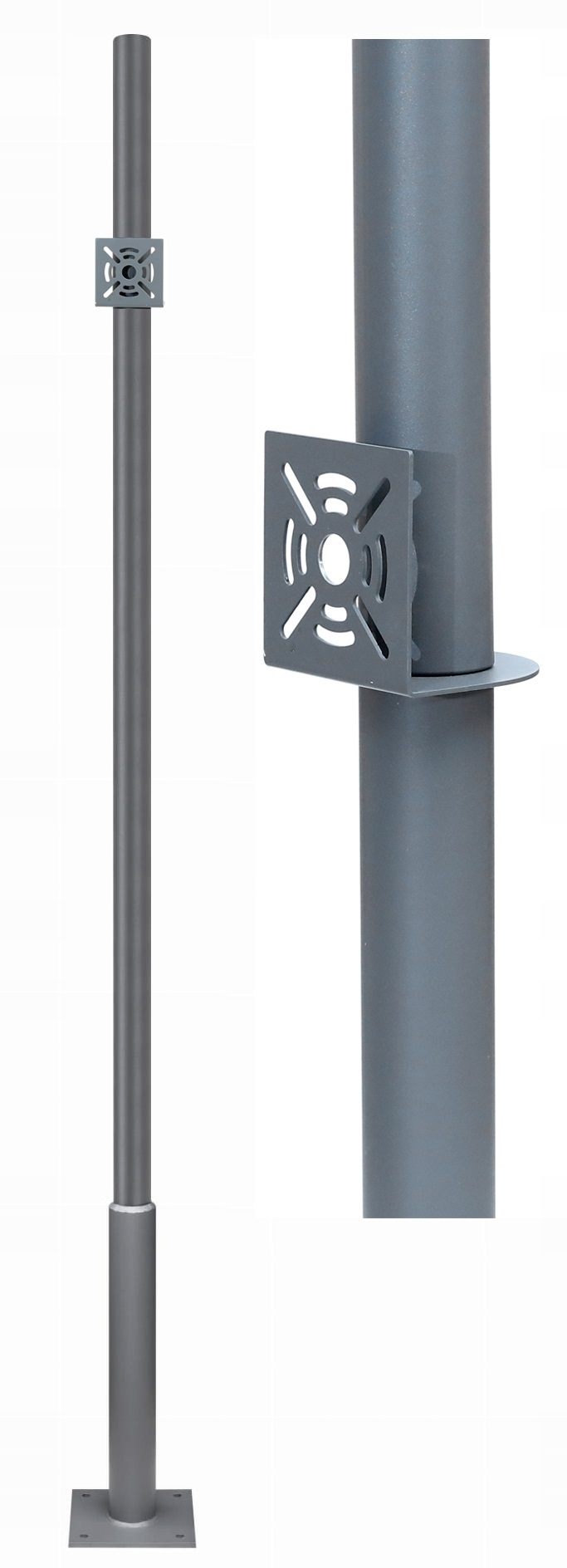 Maszt Słup Stalowy Solidny 20 kg Szary/Antracyt 350 cm z Uchwytem do Kamery