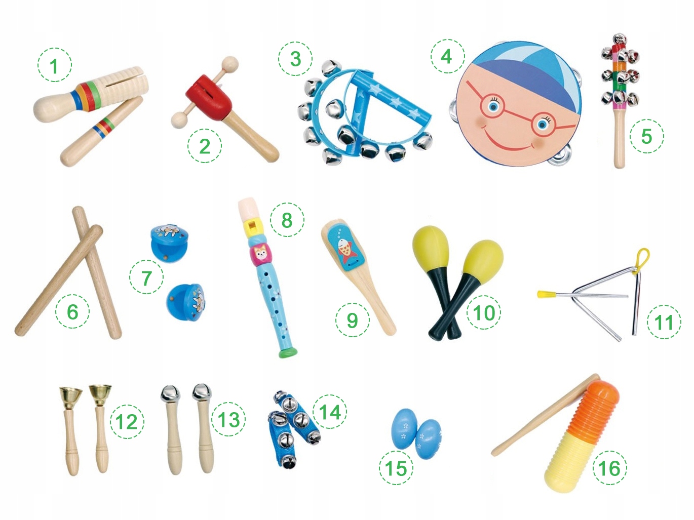 Zestaw muzyczny 16 instrumentów torba ECOTOYS Rodzaj zestaw instrumentów