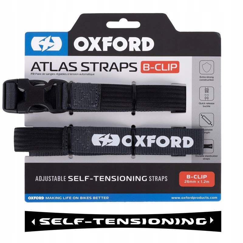 Oxford Pasy Transportowe Atlas B-clip 26mm x 1.2M 2 Sztuki W Zestawie Szary