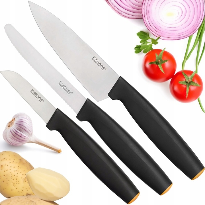 Fiskars Sada 3 El Šéfových Nožů Na Loupání Zeleniny Na Rajčata, Ostré