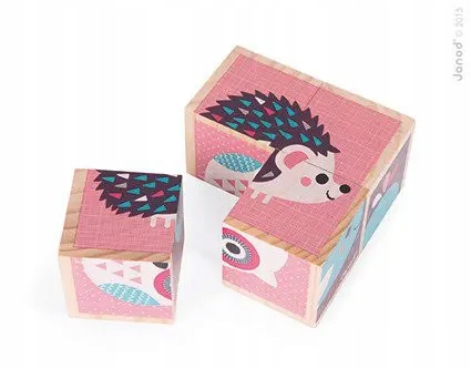 

Klocki drewniane Puzzle 6w1 Zwierzątka, Janod
