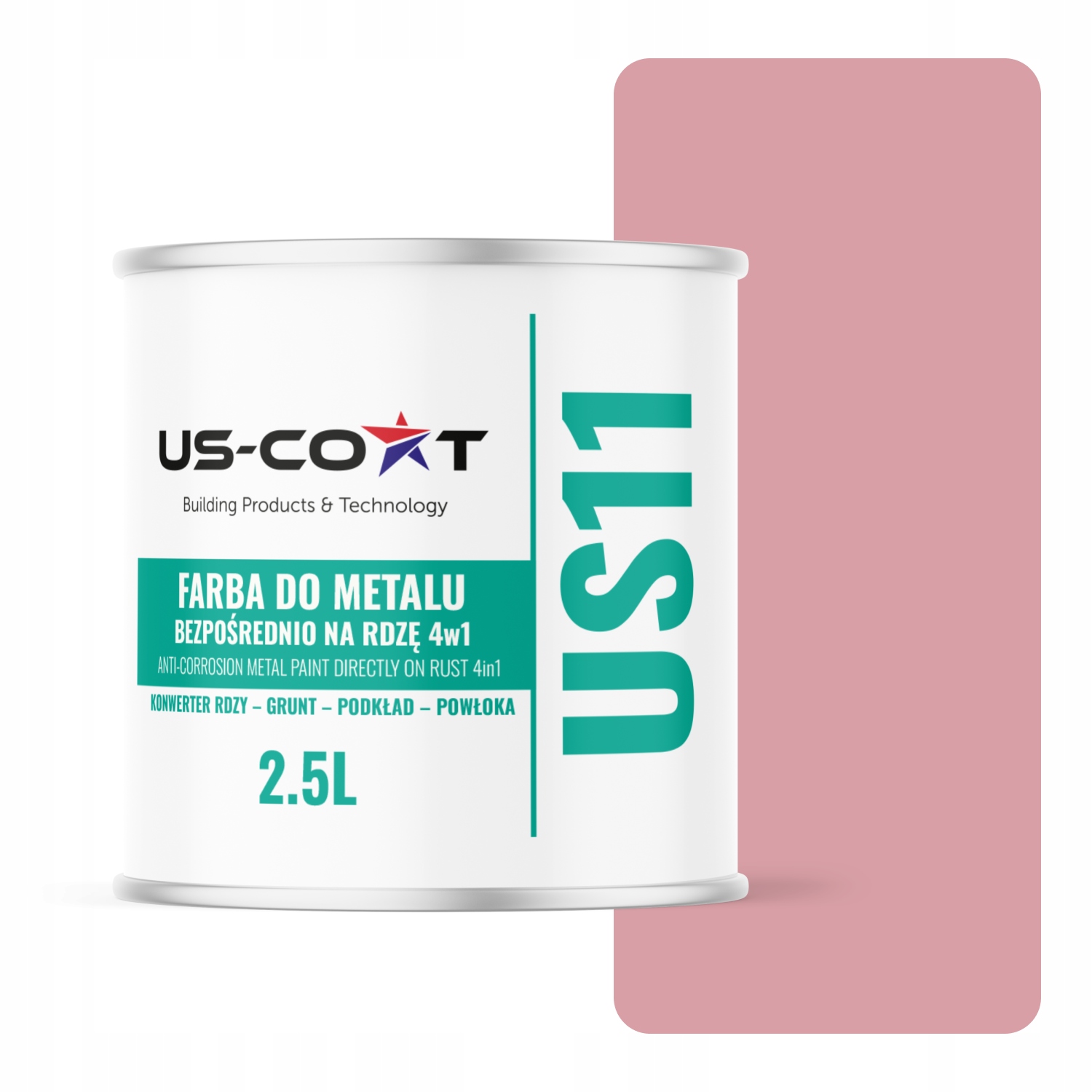 Farba Na Kov Na Hrdzu Plech Pozinkovaná 4v1 Ružová Svetlá Ral 3015 Lesk 2,5L