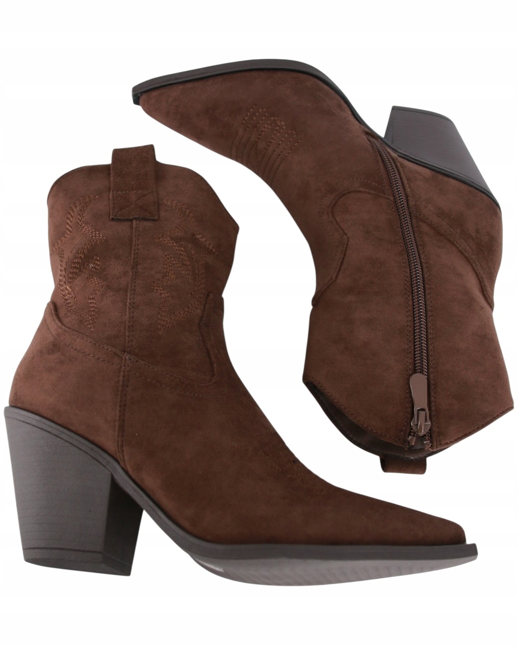 Kotníkové Boty Kovbojské Boty Semišové Krátké Kozačky Boty Hnědé Dámské 37