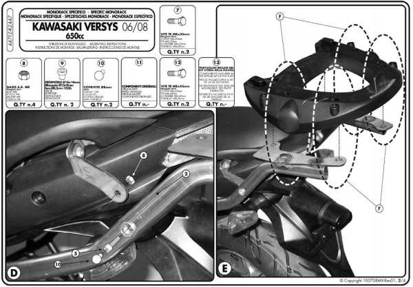 Kappa Rošt Centrálneho Kufra Kawasaki Versys 650 (06-09) Bez Dosky