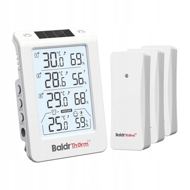 Termohygrometr Baldrtherm B0598 3-kanálový s automatickým podsvícením