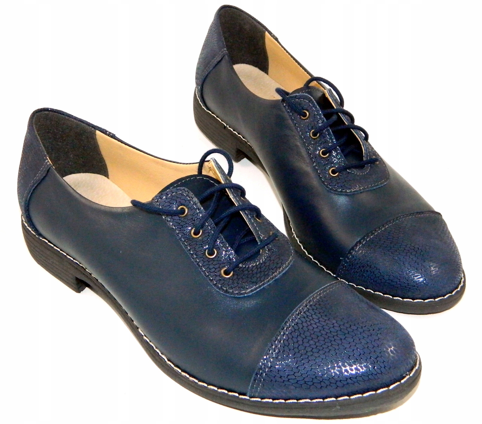 

Stylowe Oxfordy Modne Jazzówki Skóra Nat UNI-90 40