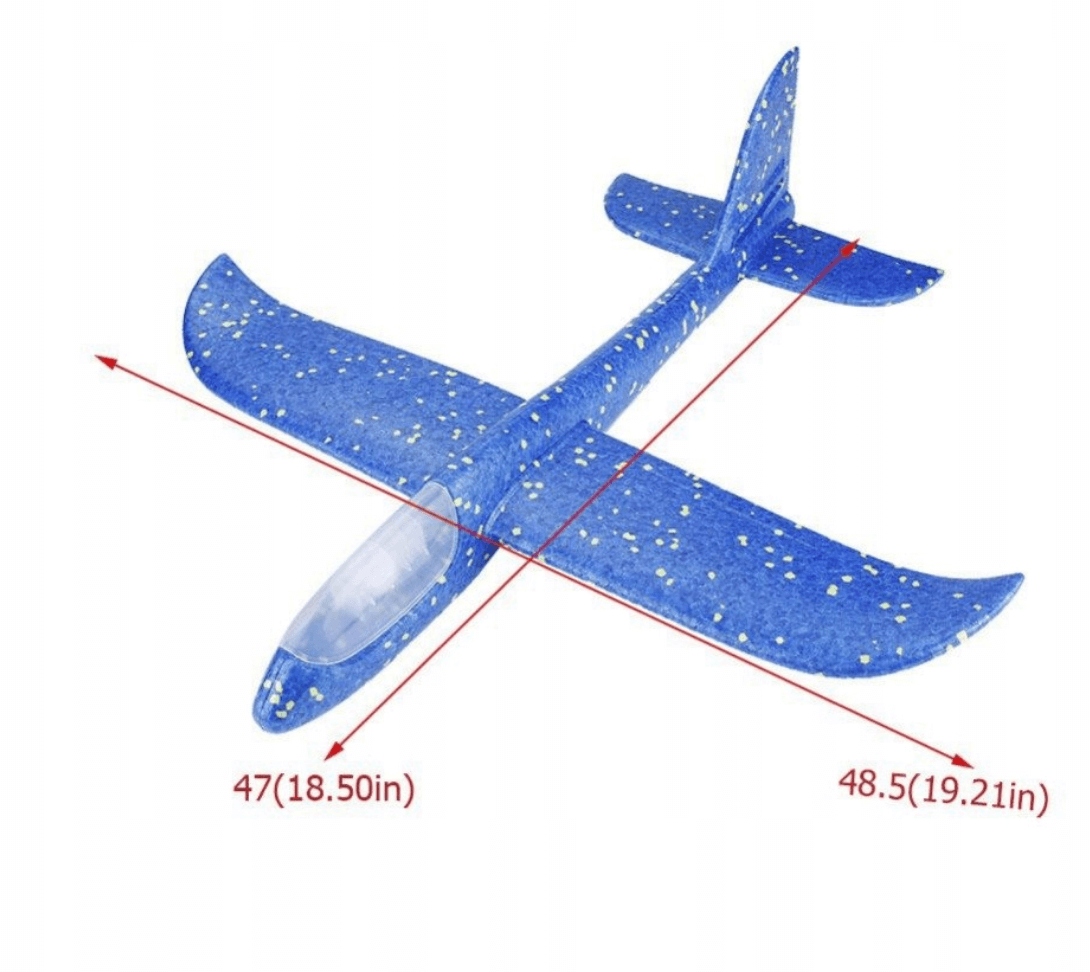 SAMOLOT STYROPIANOWY SZYBOWIEC 47 CM ŚWIECĄCY LED Model marec 2286
