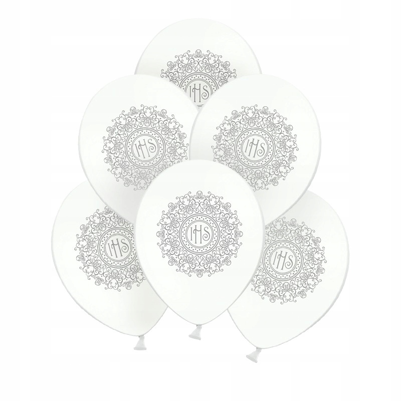 

Balony komunijne Srebrna Hostia 6szt Białe