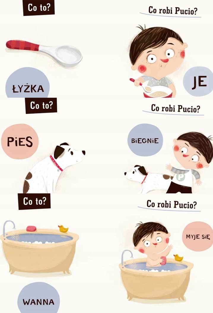 Zestaw dla malucha Pucio uczę się mówić Zabawy gestem + Co robi Pucio Autor Marta Galewska-Kustra