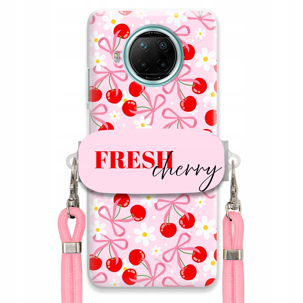 Puzdro pre Xiaomi Redmi Note 9 5G Case Držiak na šnúrku Ružový Fresh Cherry